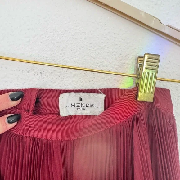 J. Mendel Burgundy Silk Chiffon Maxi Skirt, Size 4 - Picture 7 of 7